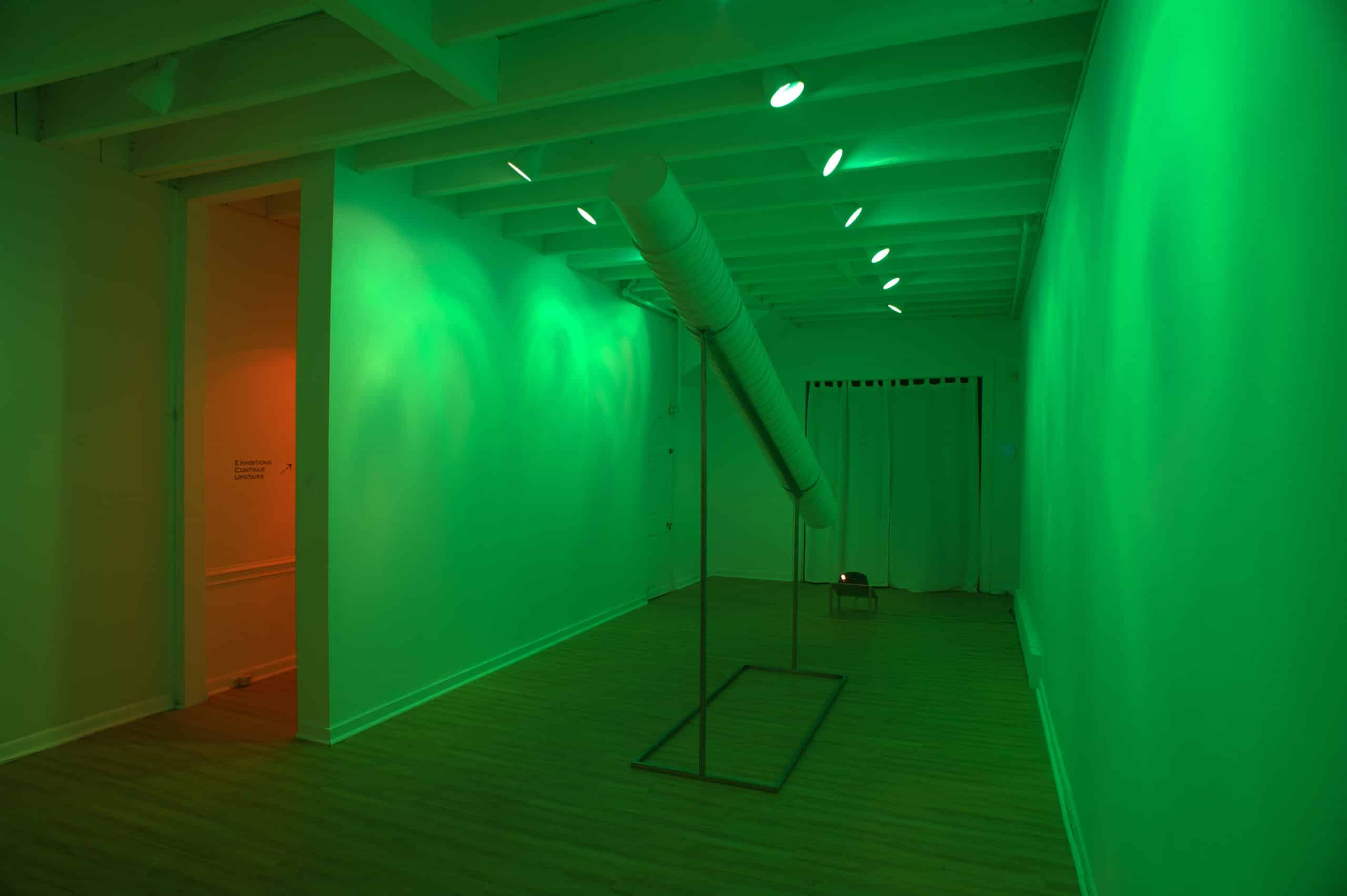 With this floor sculpture stacked buckets are made to resemble a telescope. Projected inside the buckets is a single slide depicting sunlight as it strikes my studio’s floor. This piece opened an exhibition exploring celestial themes at Philadelphia’s Print Center in 2014.