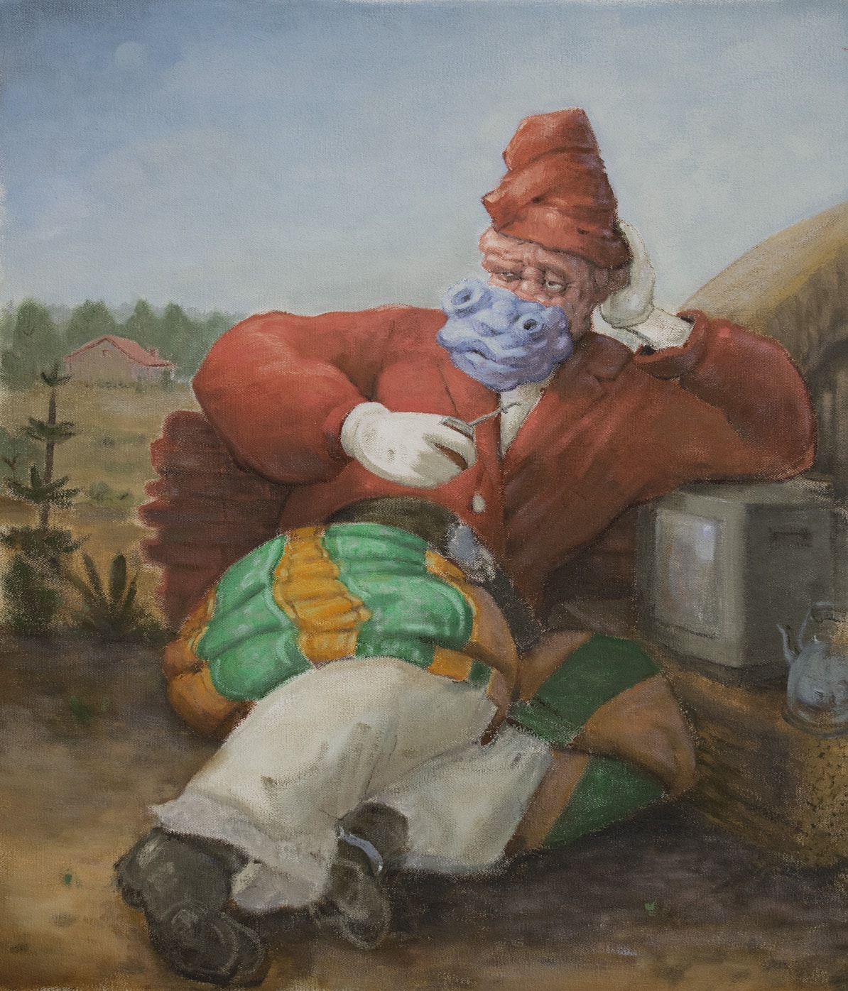 Manuel Aja Espil, Soldado de Rosa, 26.8" x 21.3", oil on canvas, 2021. After Raymond Monvoisin