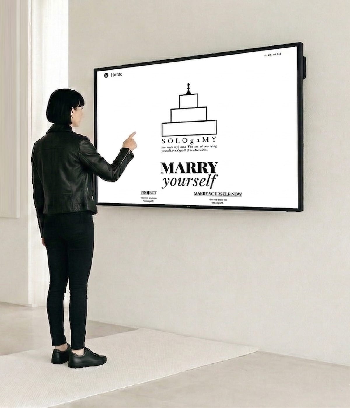 Sologamy is a digital performance that explores the phenomenon of self-marriage as a contemporary ritual of autonomy. Through sologamy.org—the first online platform where people can symbolically marry themselves—Ketra questions the social architecture of romantic validation and the institutional frameworks that define personal fulfilment. The work operates at the intersection of performance and social commentary, transforming an intimate gesture into a collective reflection on self-recognition. The project premiered at the Videocittà International Festival in Rome, where over 300 people symbolically married themselves, sparking a widespread national debate on self-identity and contemporary rituals. The term sologamy entered the Treccani dictionary in 2025 as a recognized neologism. It is accompanied by a published fanzine and the critical essay Sologamy, the Art of Marrying Oneself (Exibart Edizioni), tracing both the social phenomenon and the development of the artistic performance, extending the work beyond the digital platform into research and theoretical reflection.